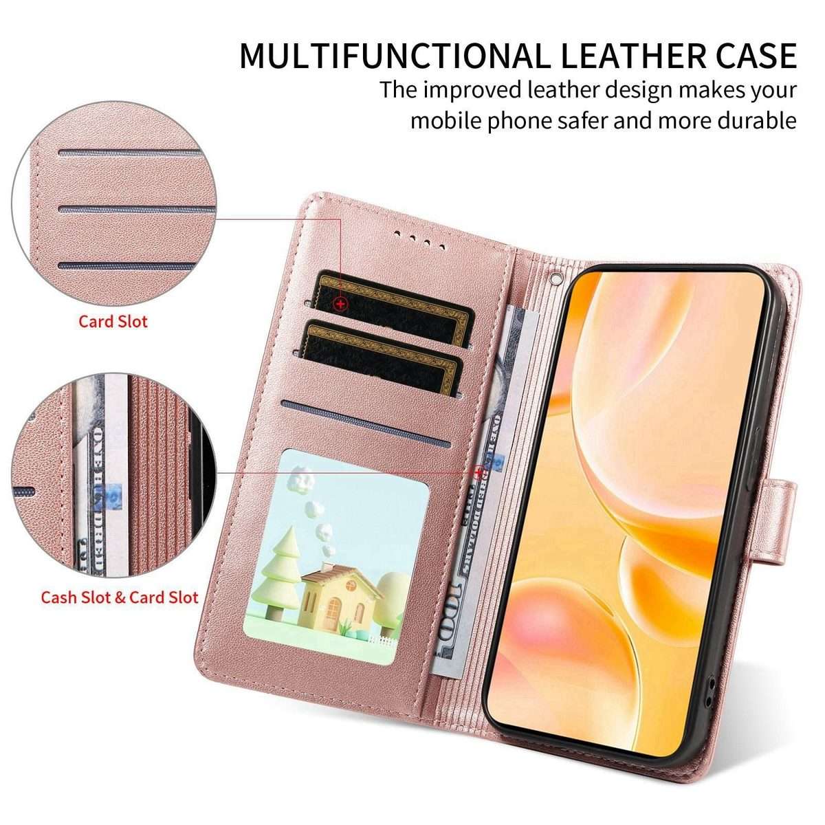 For Redmi K80 Ultra Embossed Heart Dog RFID Blocking Wallet Leather Phone Case(Rose Gold)