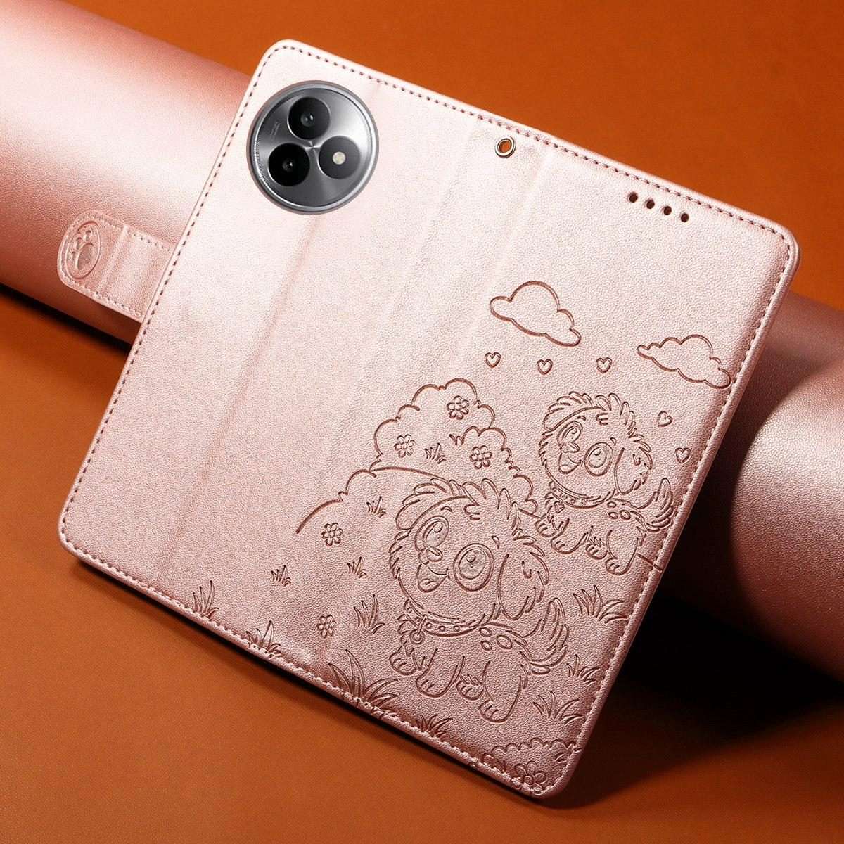 For Redmi K80 Ultra Embossed Heart Dog RFID Blocking Wallet Leather Phone Case(Rose Gold)