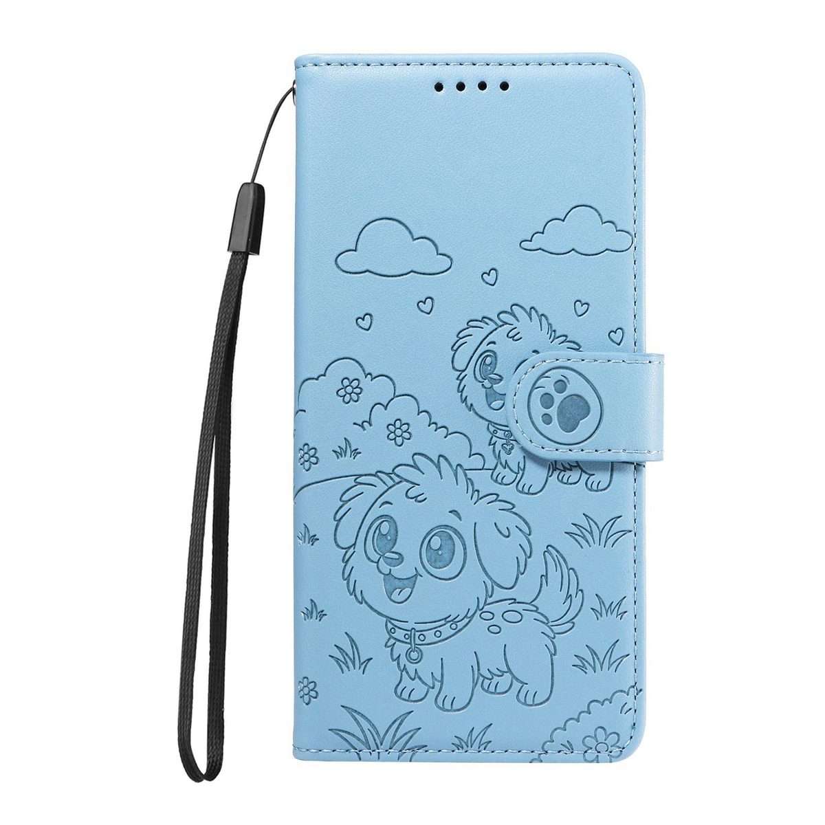 For Redmi K80 Ultra Embossed Heart Dog RFID Blocking Wallet Leather Phone Case(Sky Blue)