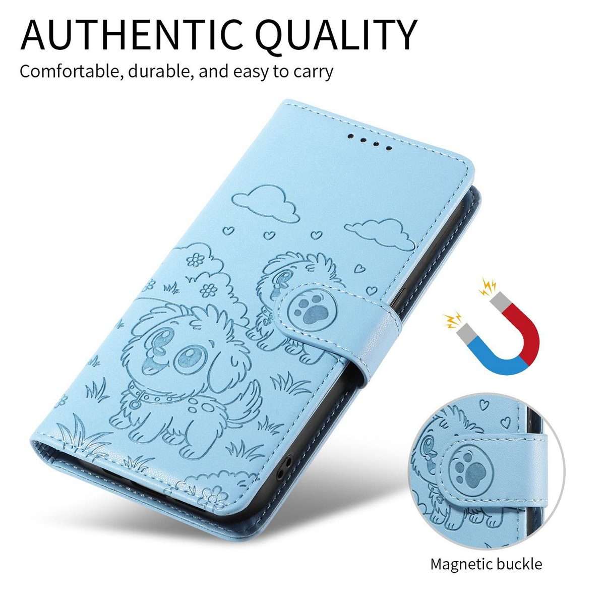 For Redmi K80 Ultra Embossed Heart Dog RFID Blocking Wallet Leather Phone Case(Sky Blue)