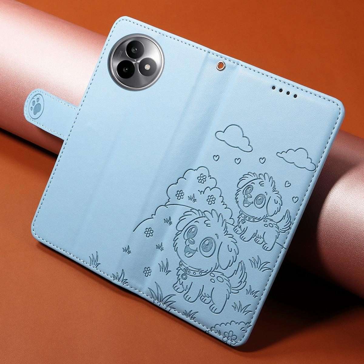 For Redmi K80 Ultra Embossed Heart Dog RFID Blocking Wallet Leather Phone Case(Sky Blue)