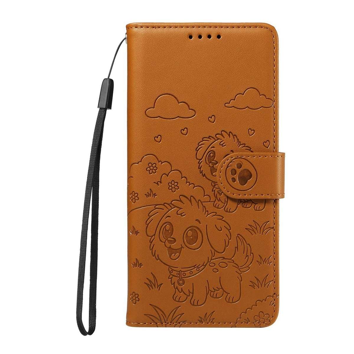 For Redmi K80 Ultra Embossed Heart Dog RFID Blocking Wallet Leather Phone Case(Brown)