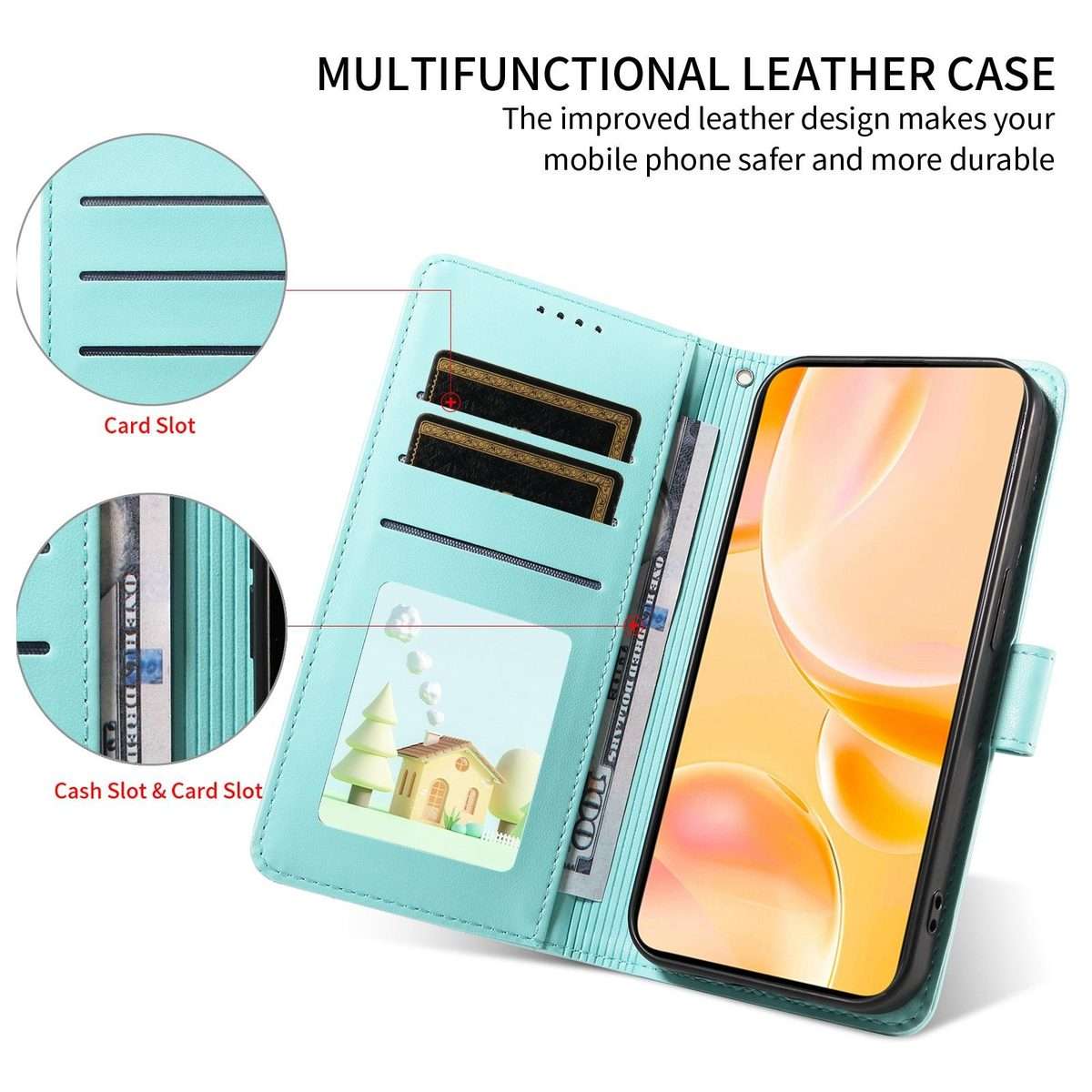 For Redmi K90 / Xiaomi Poco F8 Pro Embossed Heart Dog RFID Blocking Wallet Leather Pho ... (Green)