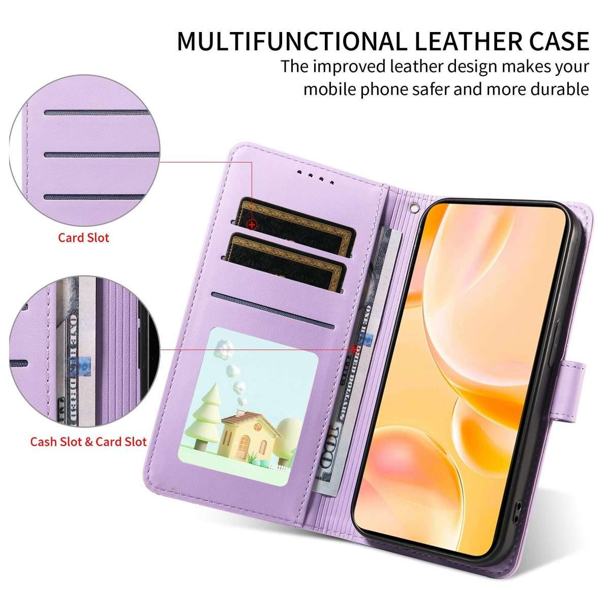 For Redmi K90 / Xiaomi Poco F8 Pro Embossed Heart Dog RFID Blocking Wallet Leather Ph ... (Purple)