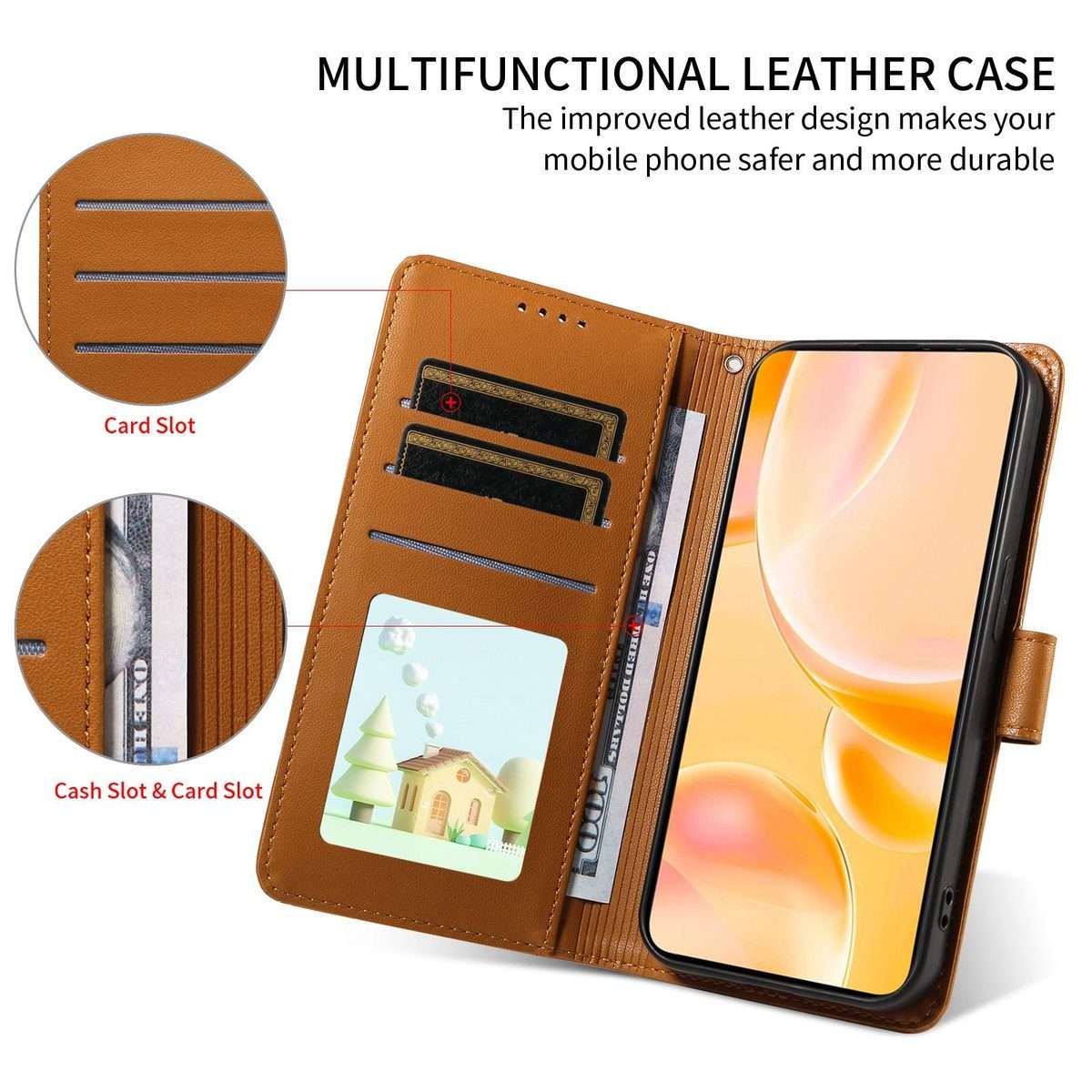 For Redmi K90 / Xiaomi Poco F8 Pro Embossed Heart Dog RFID Blocking Wallet Leather Pho ... (Brown)
