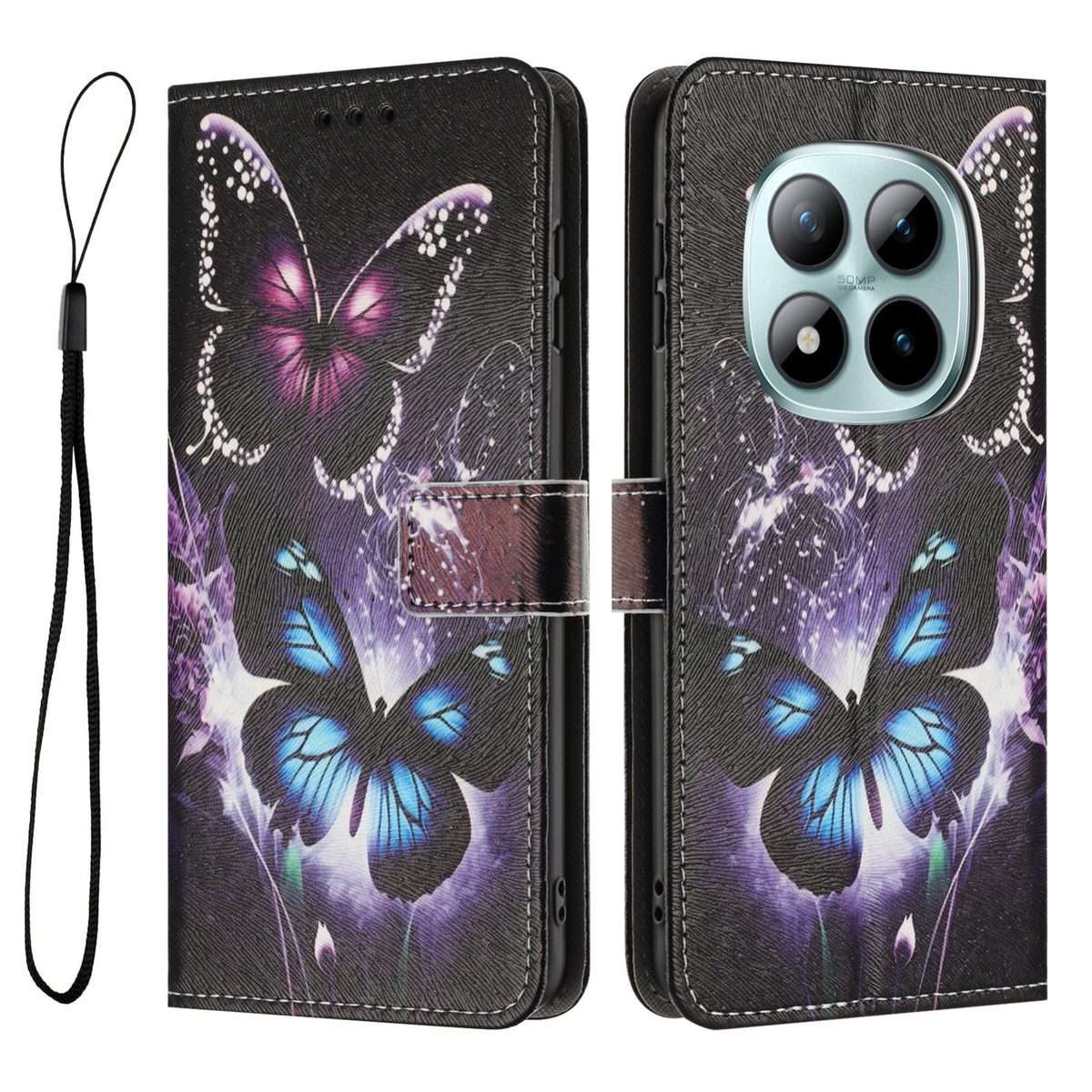 For Redmi Note 15 Pro+ 5G Global 163.3mm Color Drawing Pattern Leather Phone Case(Two Butterflies)