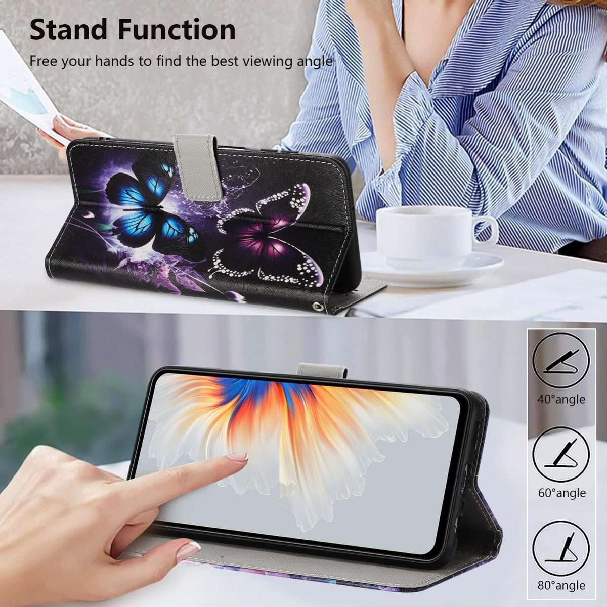 For Redmi Note 15 Pro+ 5G Global 163.3mm Color Drawing Pattern Leather Phone Case(Two Butterflies)