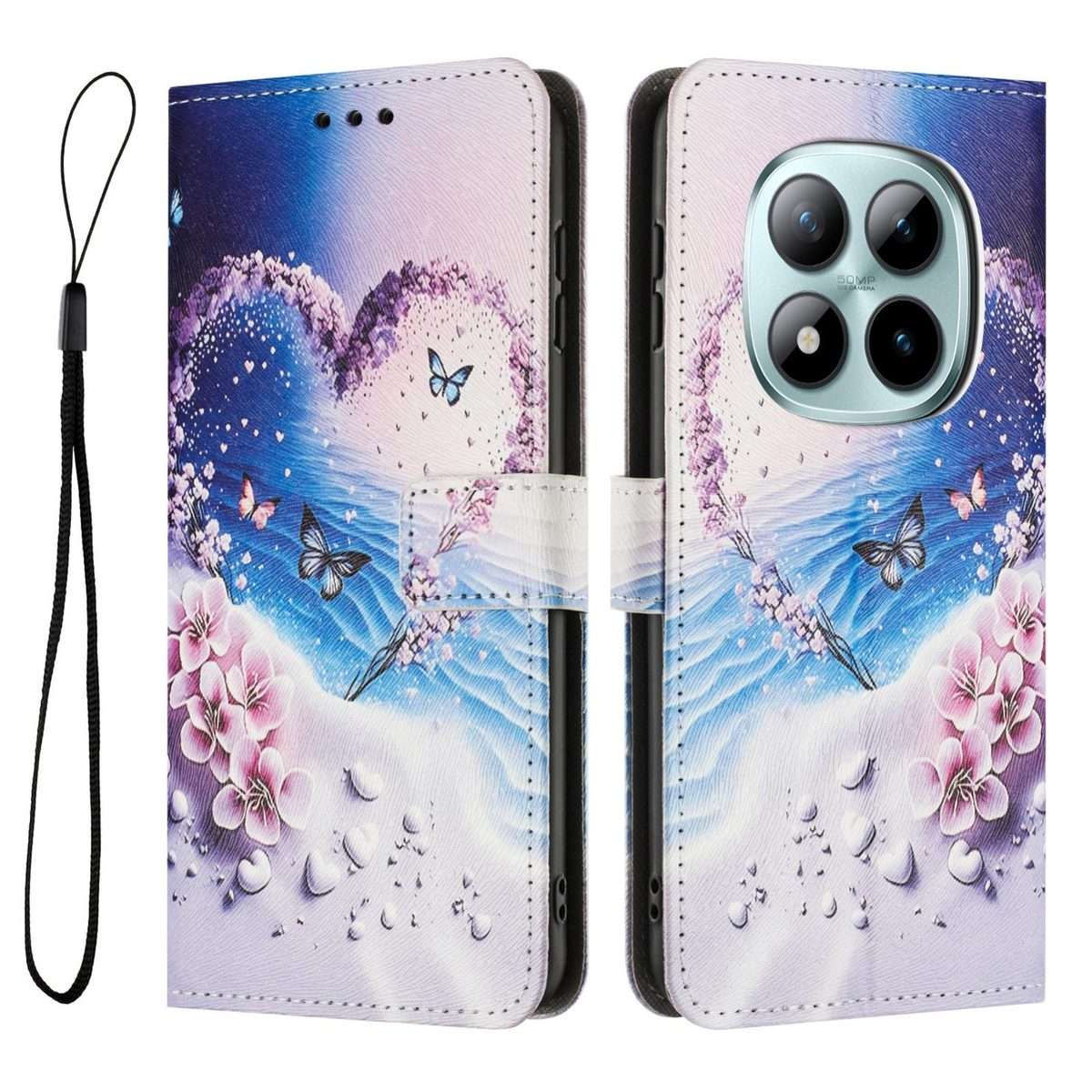 For Redmi Note 15 Pro+ 5G Global 163.3mm Color Drawing Pattern Leather Phone Case(Love Butterfly)