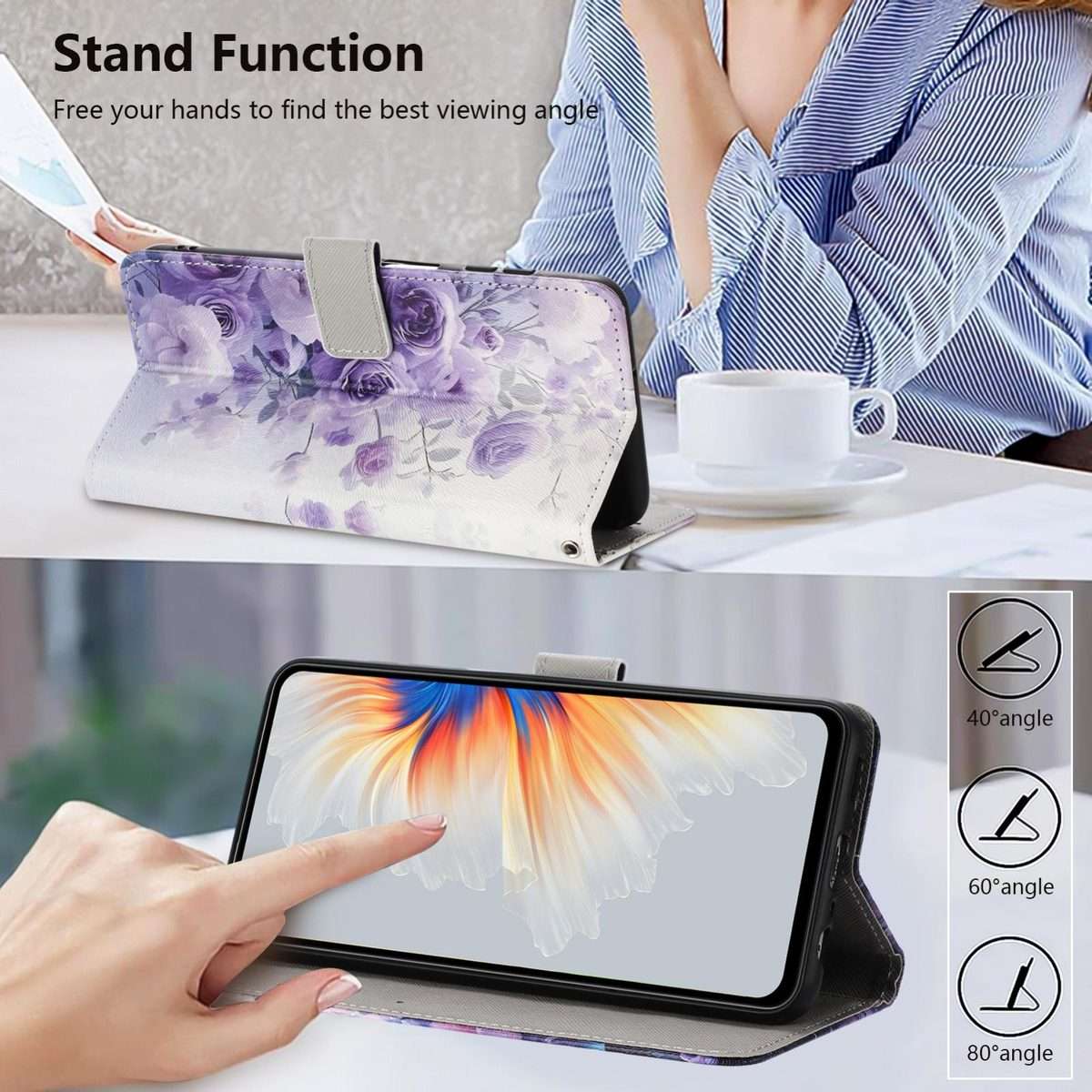 For Redmi Note 15 Pro+ 5G Global 163.3mm Color Drawing Pattern Leather Phone Case(Purple Rose)