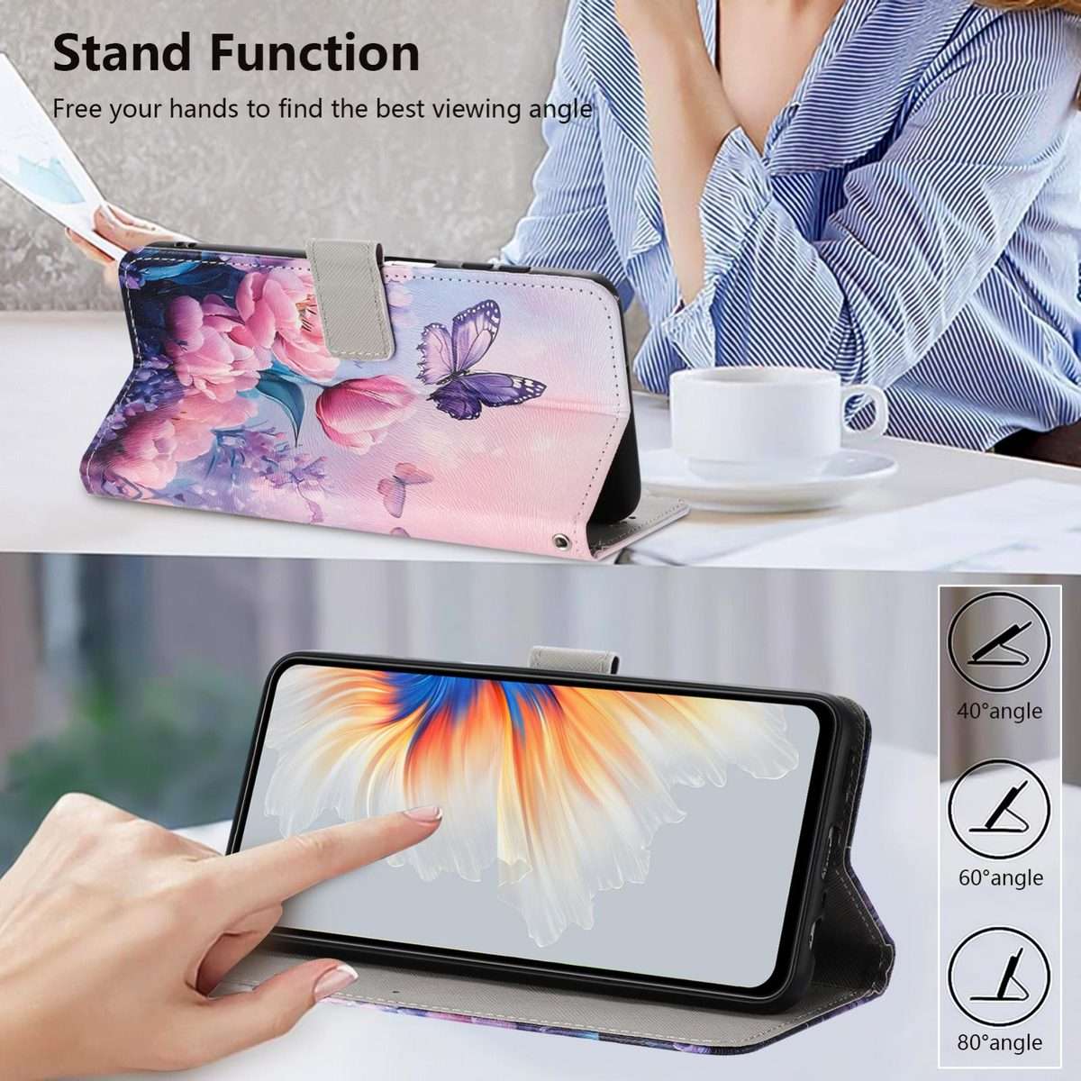 For Redmi Note 15 Pro 5G Global 163.6mm Color Drawing Pattern Leather Phone Case(Pink Butterfly)