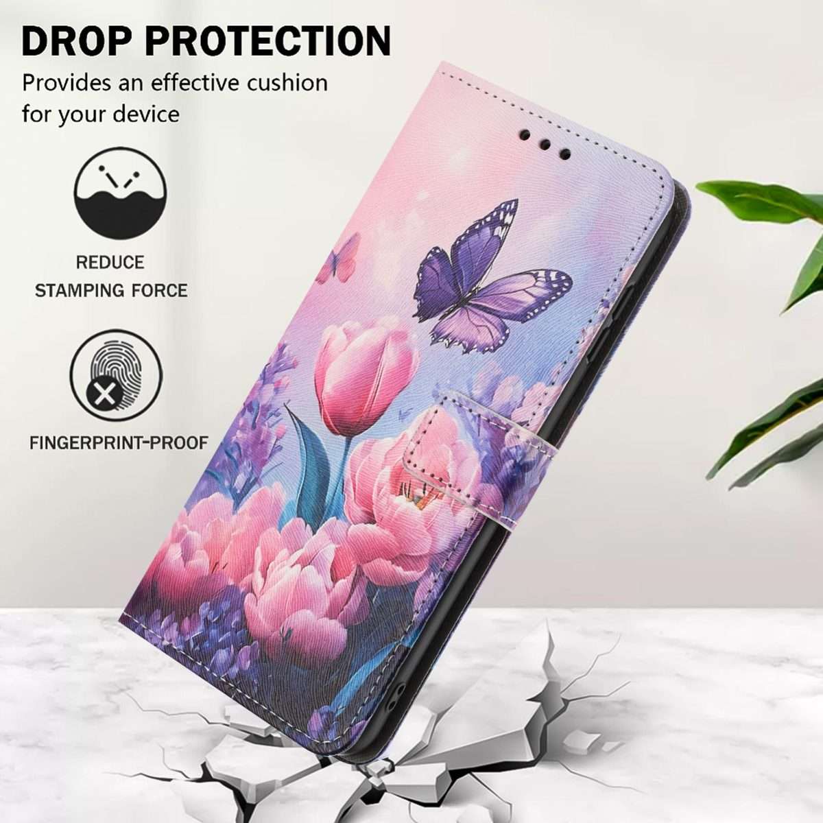 For Redmi Note 15 Pro 5G Global 163.6mm Color Drawing Pattern Leather Phone Case(Pink Butterfly)