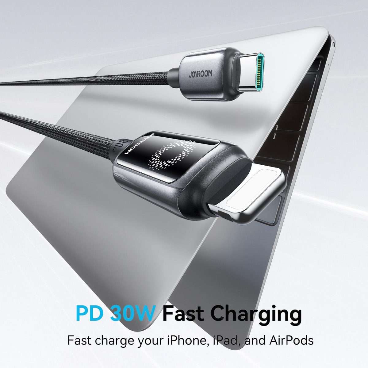 JOYROOM S-A55 StarFlight Series 30W Type-C to 8 Pin Auto Power-Off Fast Charging Data ... (Black)