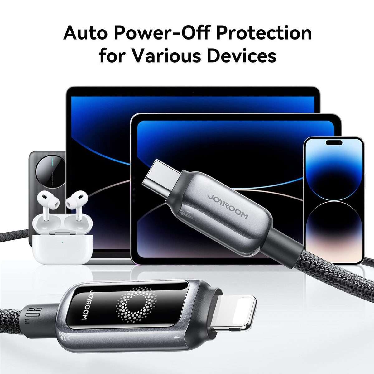 JOYROOM S-A55 StarFlight Series 30W Type-C to 8 Pin Auto Power-Off Fast Charging Data ... (Black)