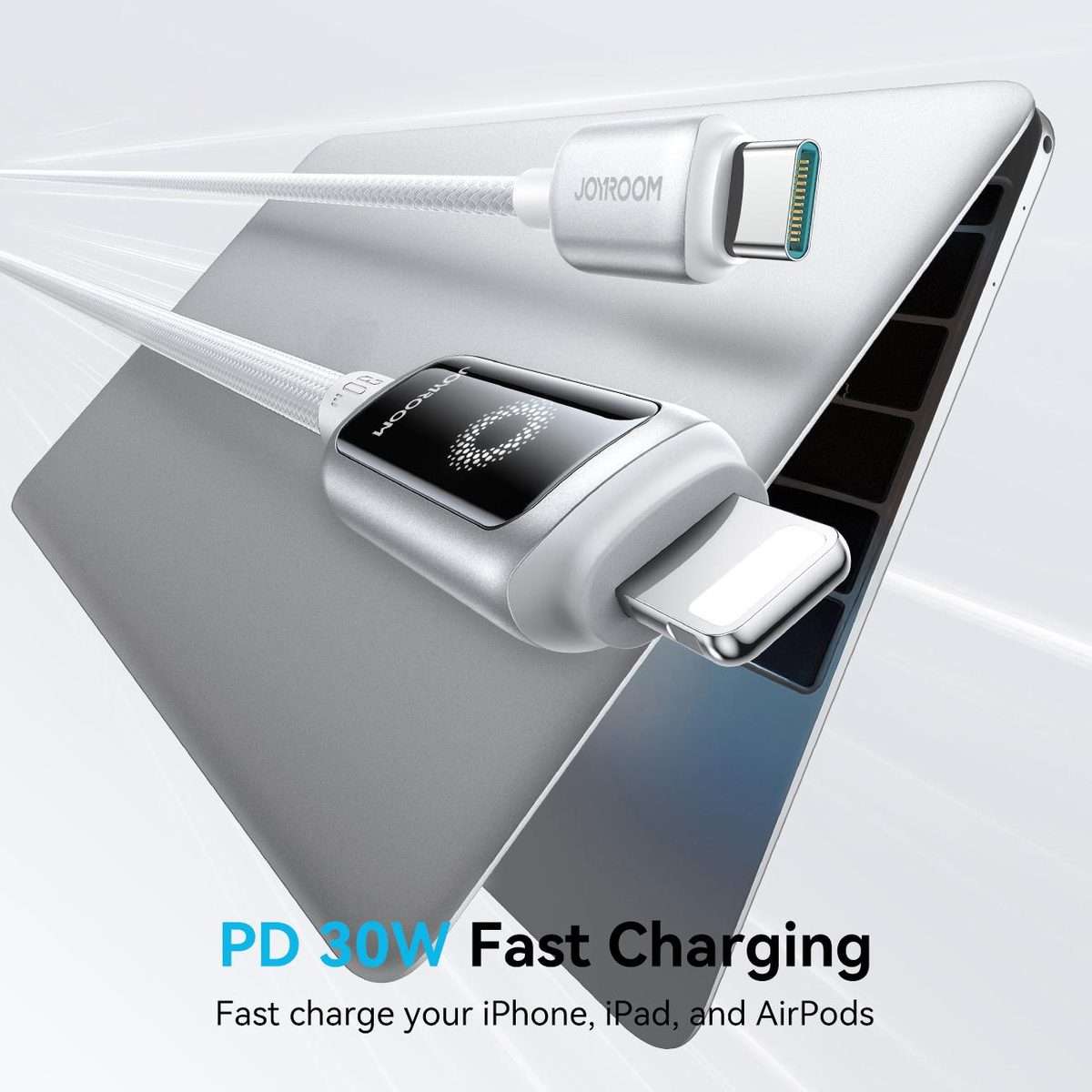 JOYROOM S-A55 StarFlight Series 30W Type-C to 8 Pin Auto Power-Off Fast Charging Data ... (White)