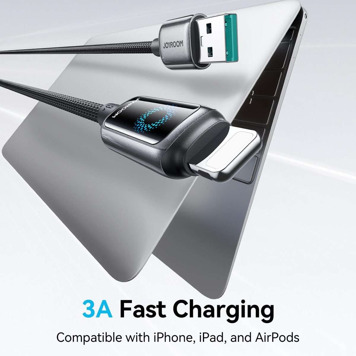 JOYROOM S-A55 StarFlight Series 3A USB to 8 Pin Auto Power-Off Fast Charging Data Cabl ... (Black)