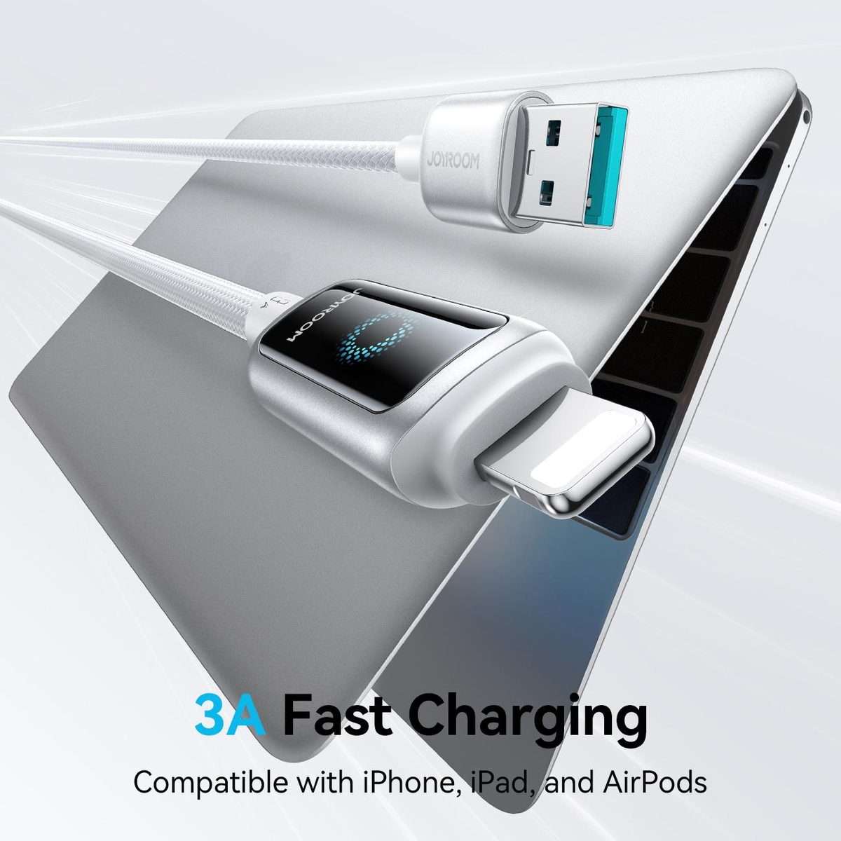 JOYROOM S-A55 StarFlight Series 3A USB to 8 Pin Auto Power-Off Fast Charging Data Cabl ... (White)