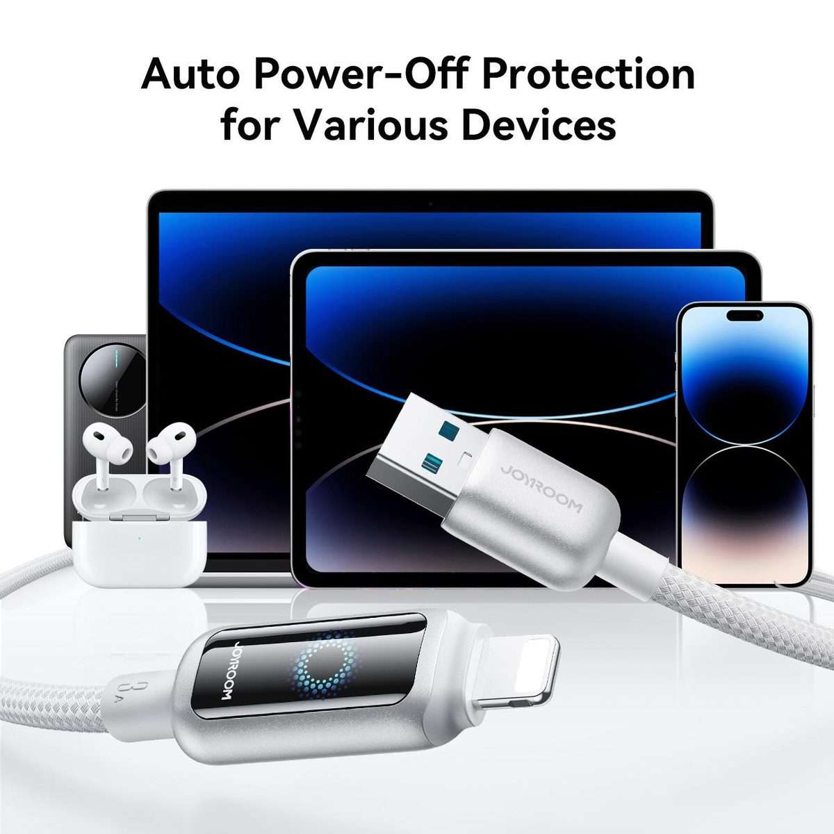 JOYROOM S-A55 StarFlight Series 3A USB to 8 Pin Auto Power-Off Fast Charging Data Cabl ... (White)
