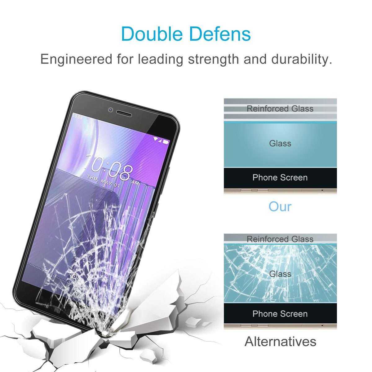 For HTC Wildfire E5 Life 50pcs 0.26mm 9H 2.5D Tempered Glass Film