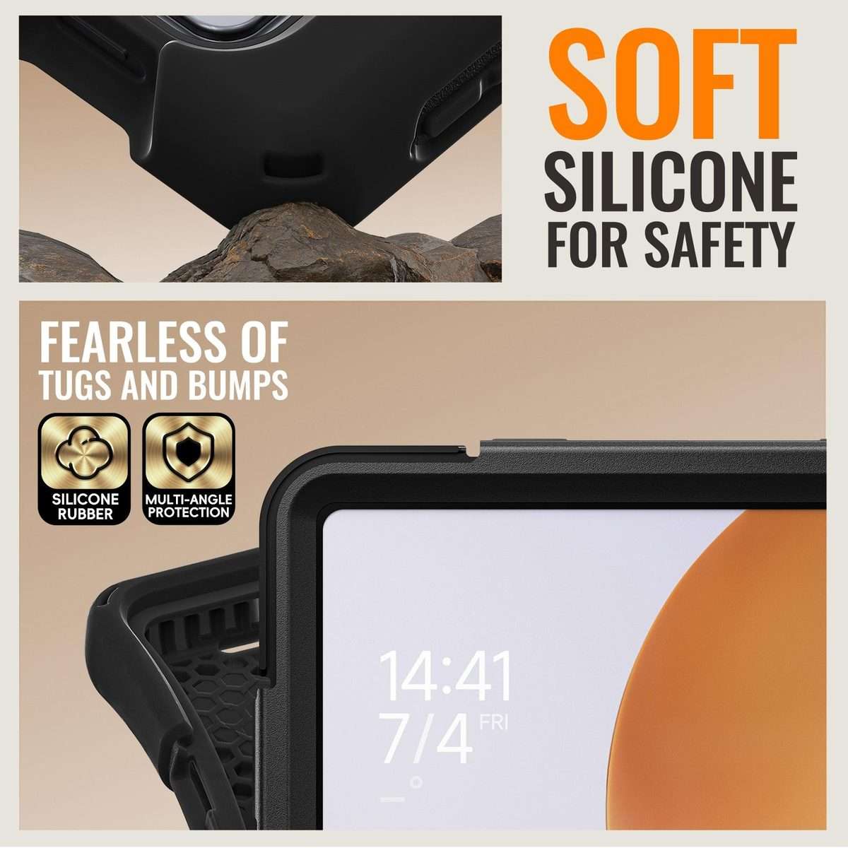 For Xiaomi Pad 7S Pro 12.5 Silicone Hybrid PC Tablet Case with Holder & Shoulder Strap(Black)