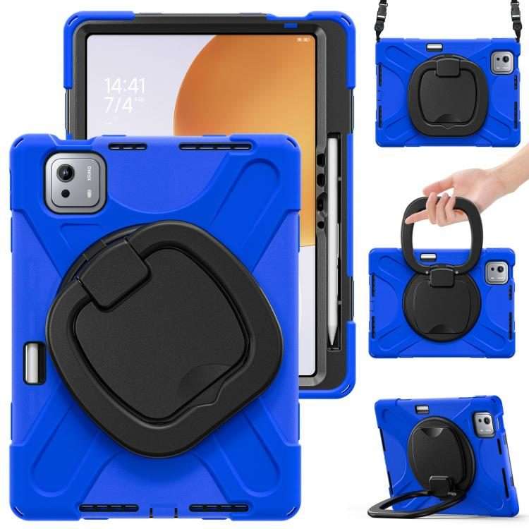 For Xiaomi Pad 7S Pro 12.5 Silicone Hybrid PC Tablet Case with Holder & Shoulder Strap(Blue)