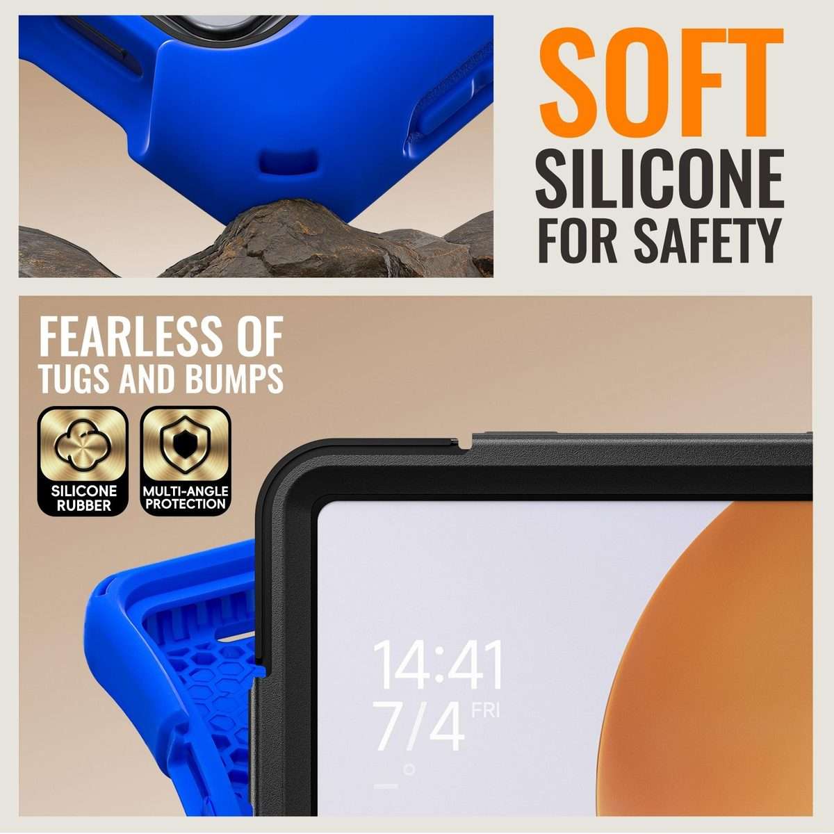 For Xiaomi Pad 7S Pro 12.5 Silicone Hybrid PC Tablet Case with Holder & Shoulder Strap(Blue)