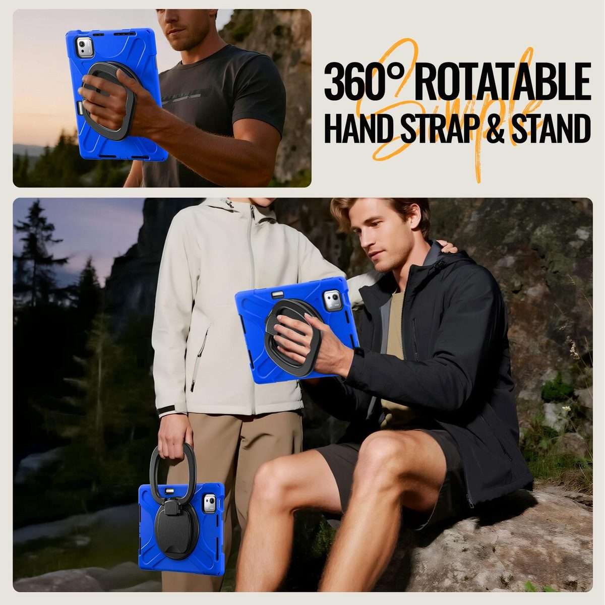 For Xiaomi Pad 7S Pro 12.5 Silicone Hybrid PC Tablet Case with Holder & Shoulder Strap(Blue)