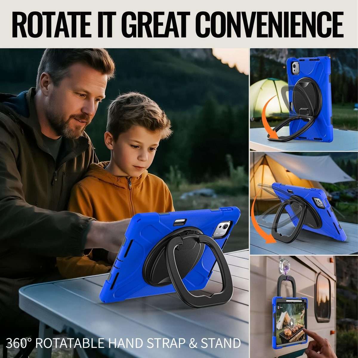 For Xiaomi Pad 7S Pro 12.5 Silicone Hybrid PC Tablet Case with Holder & Shoulder Strap(Blue)