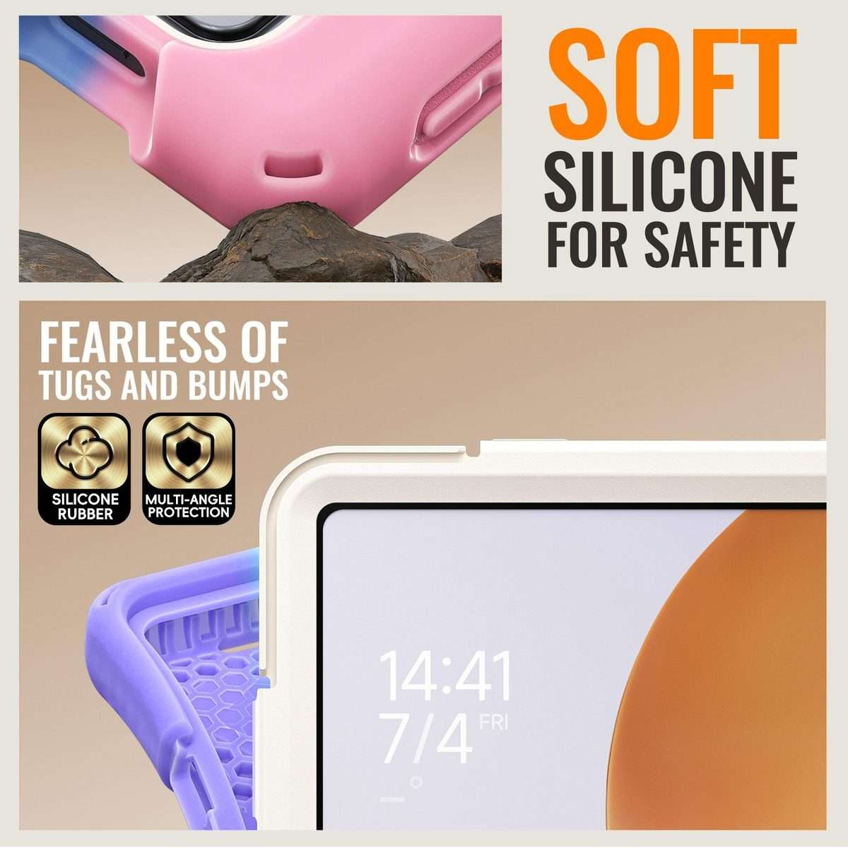 For Xiaomi Pad 7S Pro 12.5 Silicone Hybrid PC Tablet Case with Holder & Should ... (Colorful Pink)