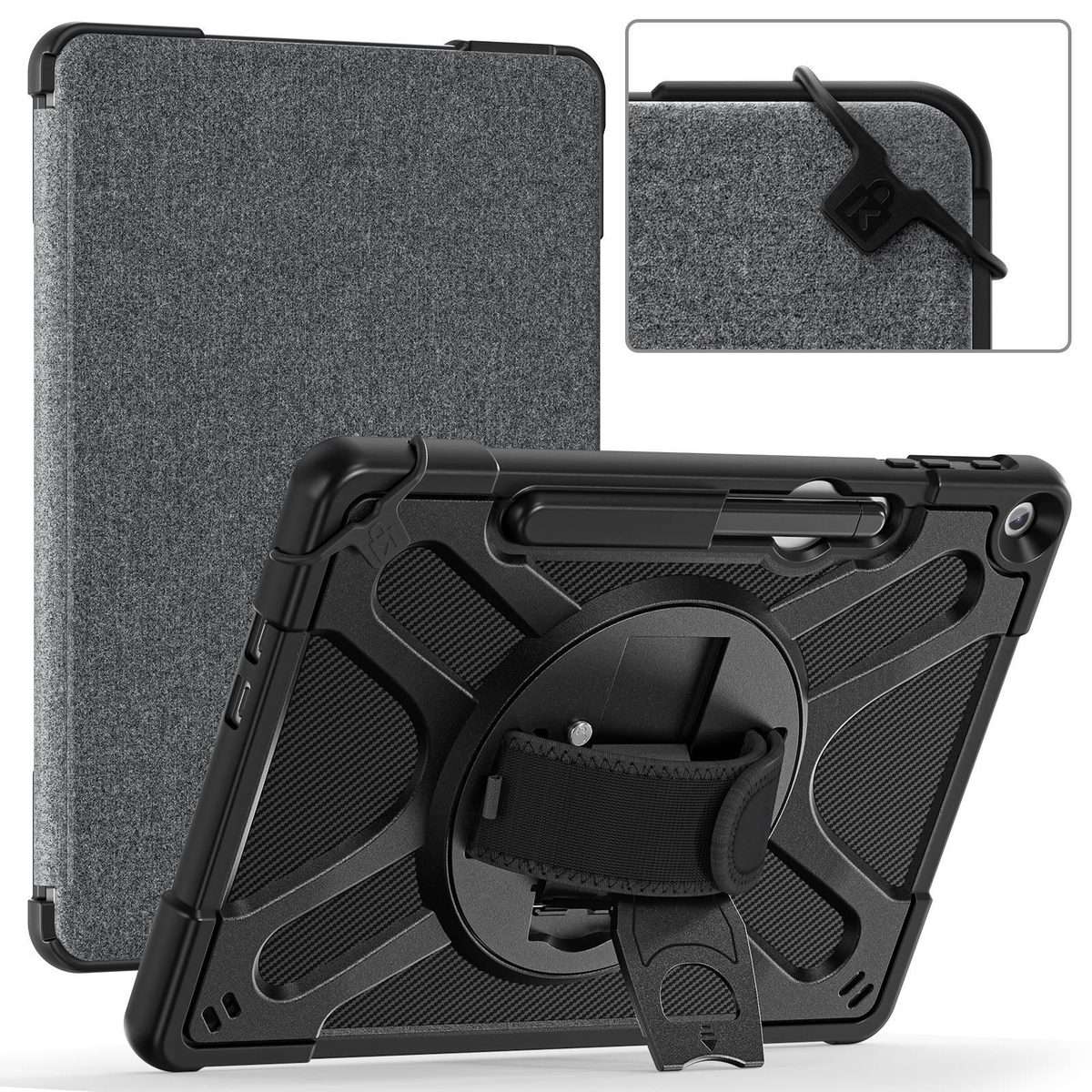 For MicroSoft Surface Pro 12 2025 Rotatable Kickstand Grip Shockproof Tablet Case(Black)