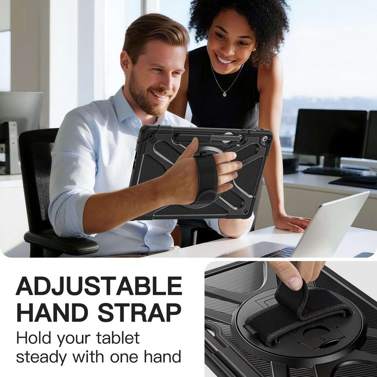 For MicroSoft Surface Pro 12 2025 Rotatable Kickstand Grip Shockproof Tablet Case(Black)