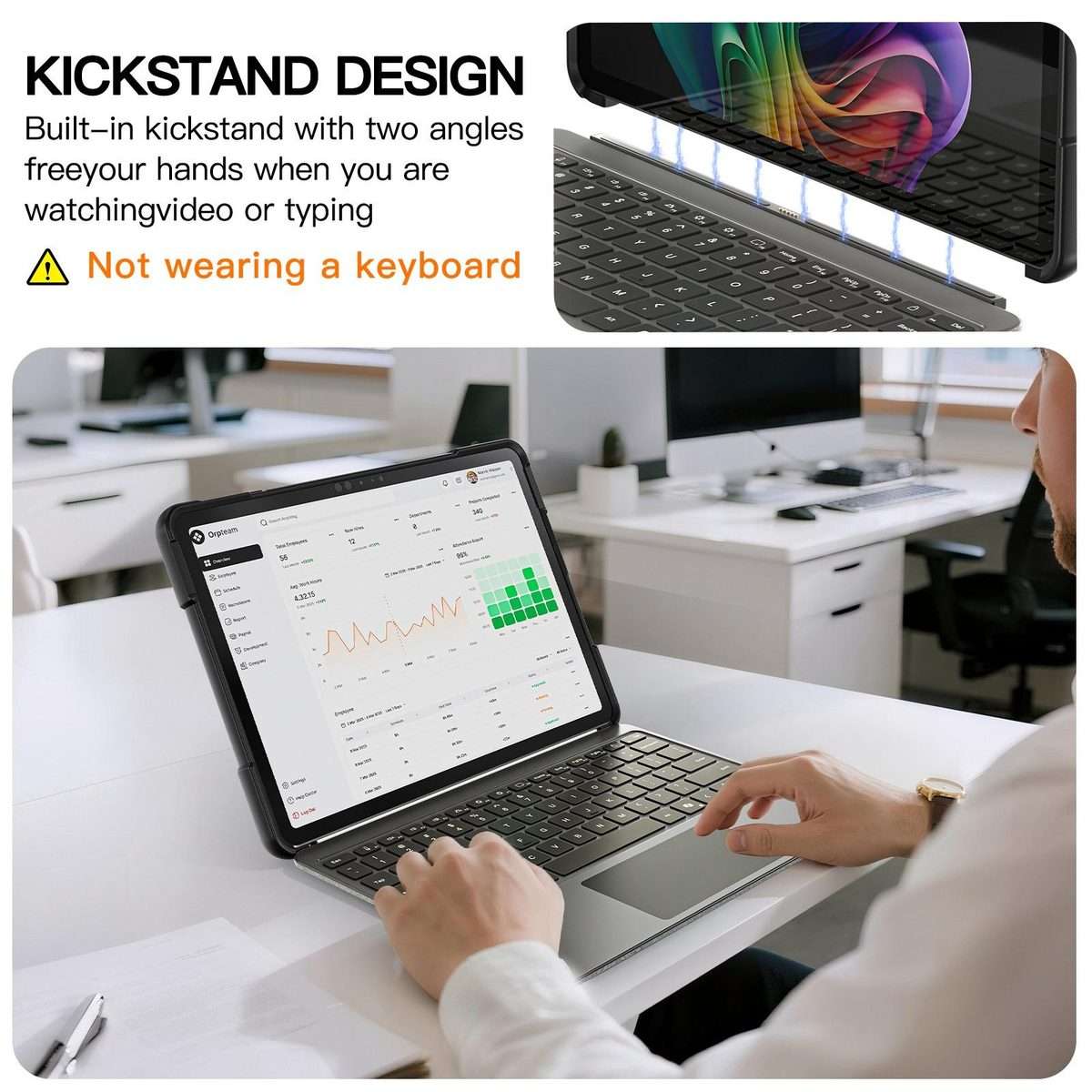 For MicroSoft Surface Pro 12 2025 Rotatable Kickstand Grip Shockproof Tabl ... (Transparent Black)