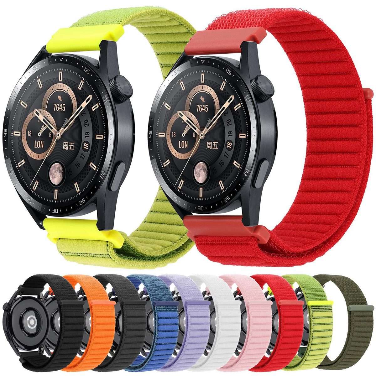 22mm xDfind Wave Texture Nylon Hook and Loop Fastener Watch Band(Red)