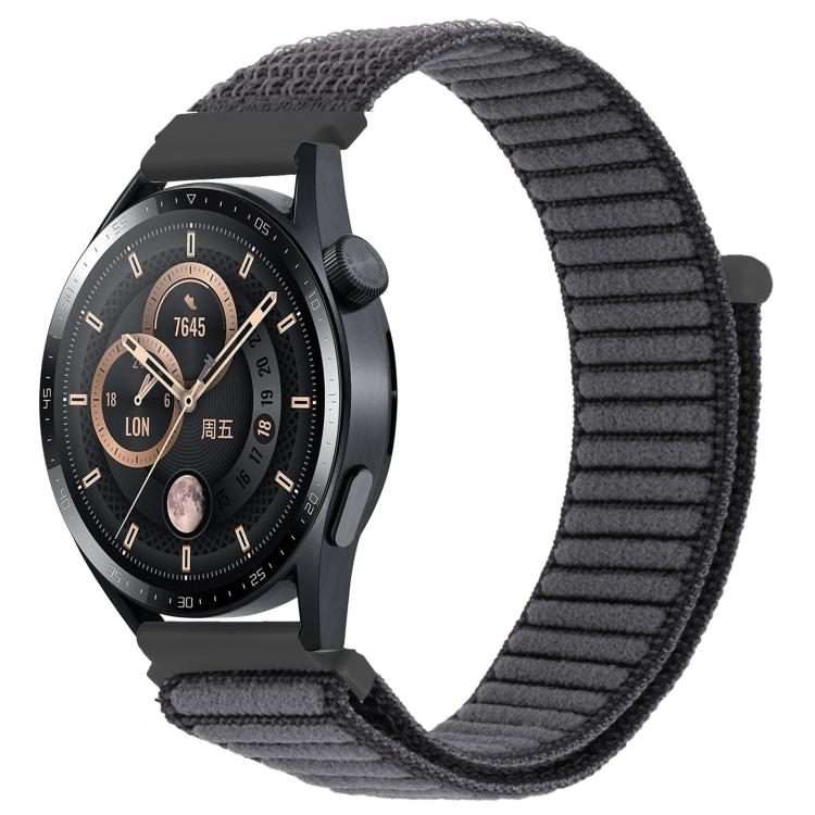 22mm xDfind Wave Texture Nylon Hook and Loop Fastener Watch Band(Charcoal Gray)