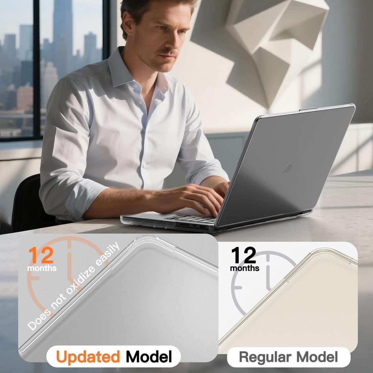 For Macbook Pro 14 inch 2021 / 2023 A2442 Transparent Scratchproof Laptop PC+TPU Protective Case
