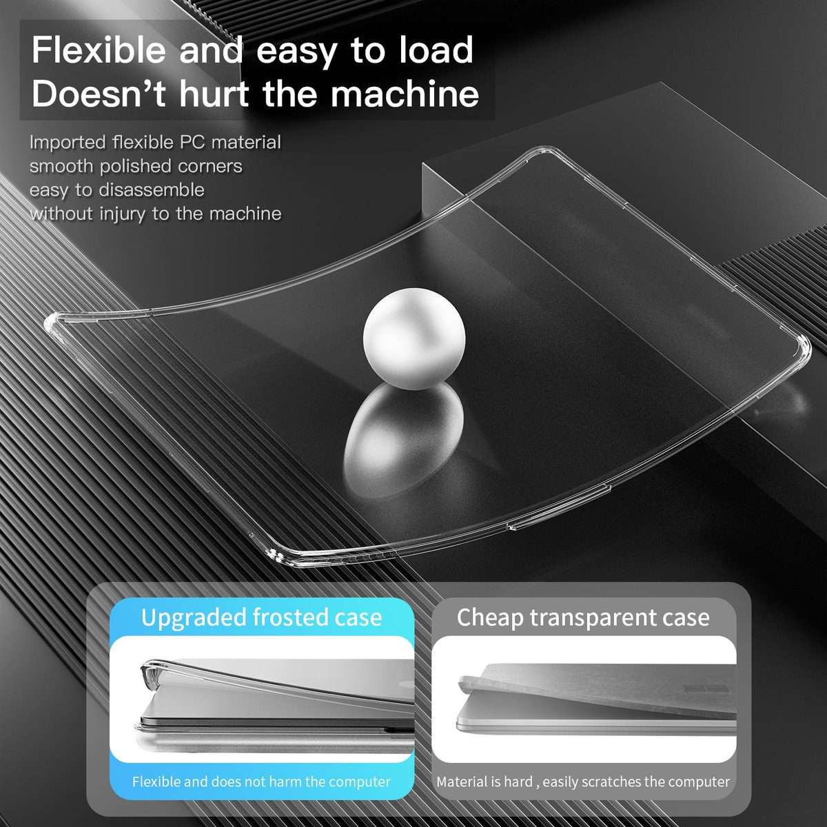 For Macbook Pro 14 inch 2021 / 2023 A2442 Transparent Scratchproof Laptop PC+TPU Protective Case