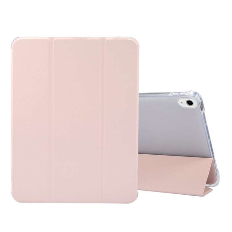 For iPad Air 2022 / 2020 10.9 3-folding Electric Pressed Skin Texture Smart Leath ... (Light Pink)