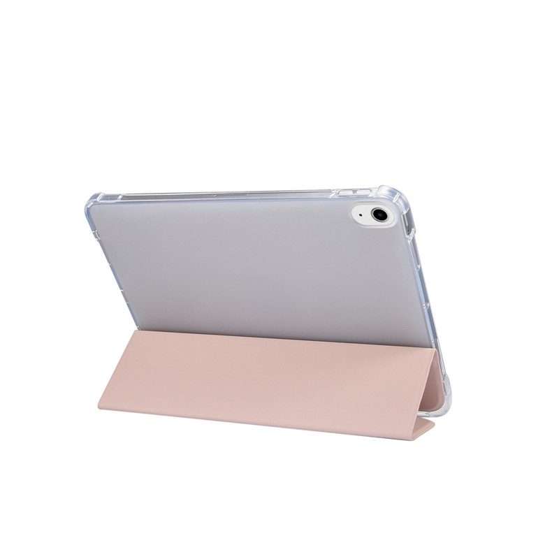 For iPad Air 2022 / 2020 10.9 3-folding Electric Pressed Skin Texture Smart Leath ... (Light Pink)