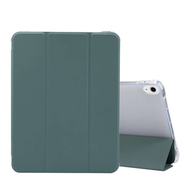 For iPad Air 2022 / 2020 10.9 3-folding Electric Pressed Skin Texture Smart Leath ... (Deep Green)