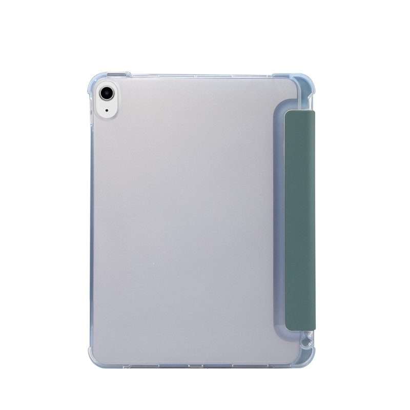 For iPad Air 2022 / 2020 10.9 3-folding Electric Pressed Skin Texture Smart Leath ... (Deep Green)