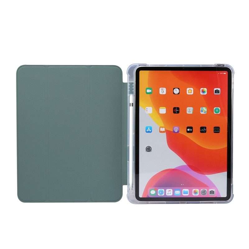 For iPad Air 2022 / 2020 10.9 3-folding Electric Pressed Skin Texture Smart Leath ... (Deep Green)