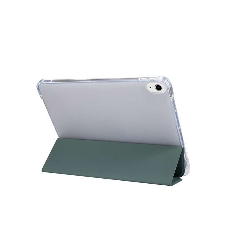 For iPad Air 2022 / 2020 10.9 3-folding Electric Pressed Skin Texture Smart Leath ... (Deep Green)