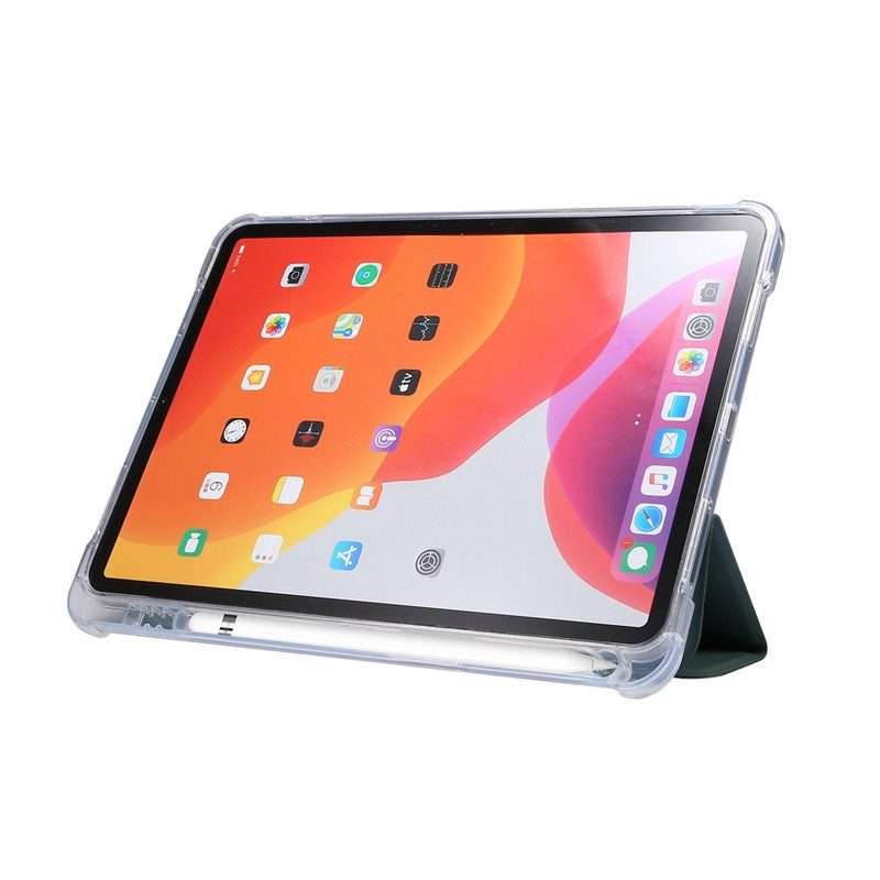 For iPad Air 2022 / 2020 10.9 3-folding Electric Pressed Skin Texture Smart Leath ... (Deep Green)