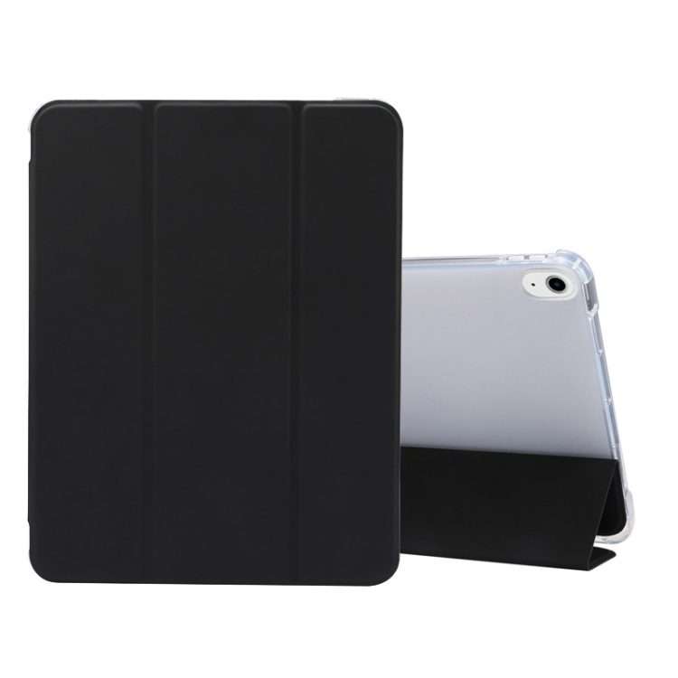 For iPad Air 2022 / 2020 10.9 3-folding Electric Pressed Skin Texture Smart Leather Ta ... (Black)