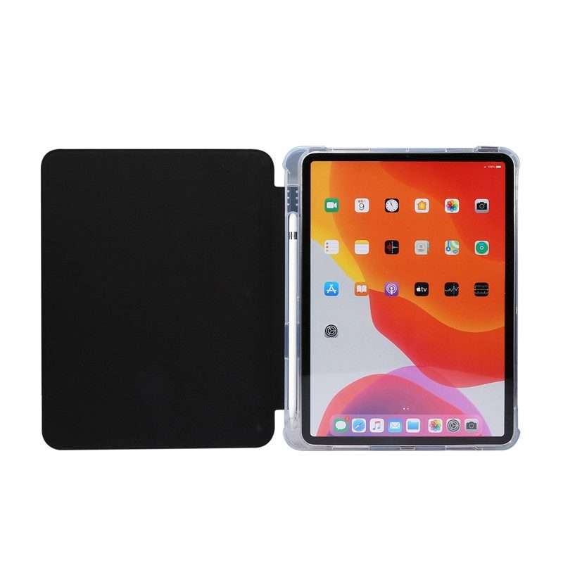 For iPad Air 2022 / 2020 10.9 3-folding Electric Pressed Skin Texture Smart Leather Ta ... (Black)
