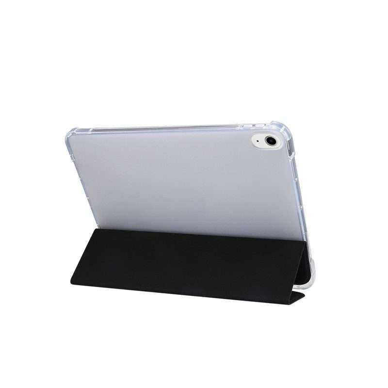 For iPad Air 2022 / 2020 10.9 3-folding Electric Pressed Skin Texture Smart Leather Ta ... (Black)