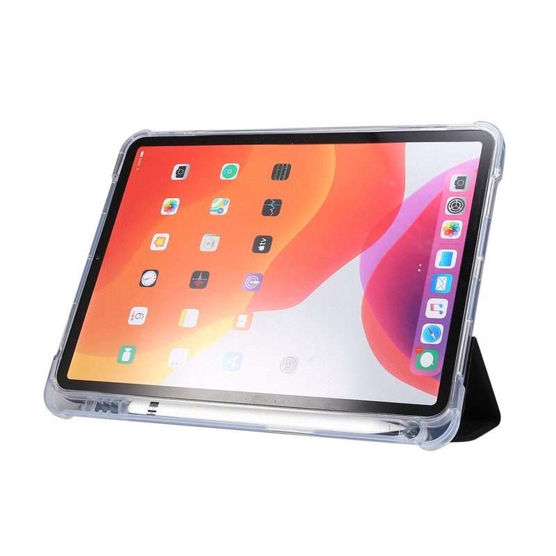 For iPad Air 2022 / 2020 10.9 3-folding Electric Pressed Skin Texture Smart Leather Ta ... (Black)