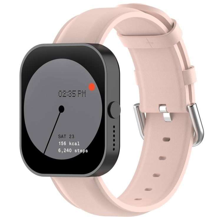 20mm Round Tail Genuine Leather Watch Band(Pink)