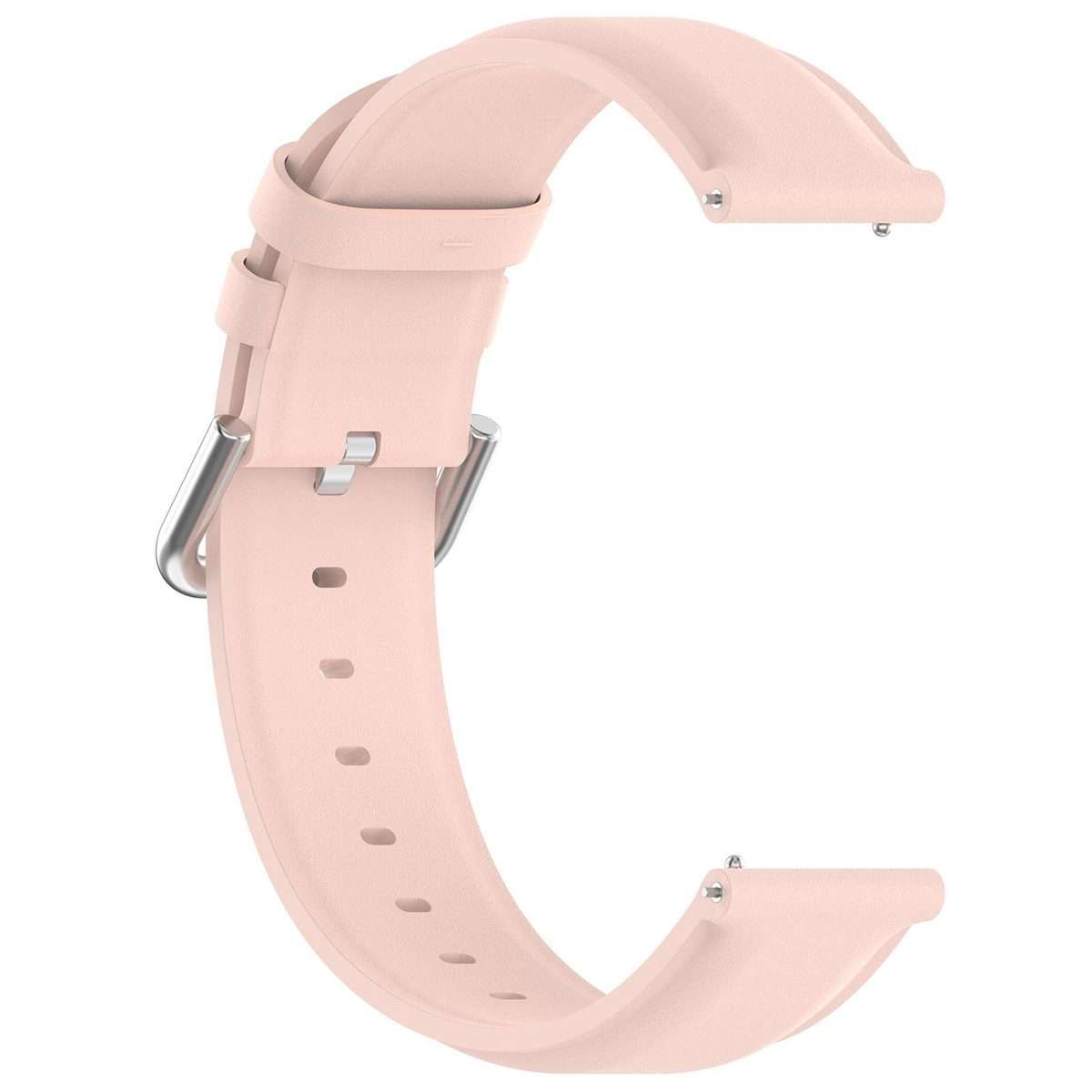 20mm Round Tail Genuine Leather Watch Band(Pink)
