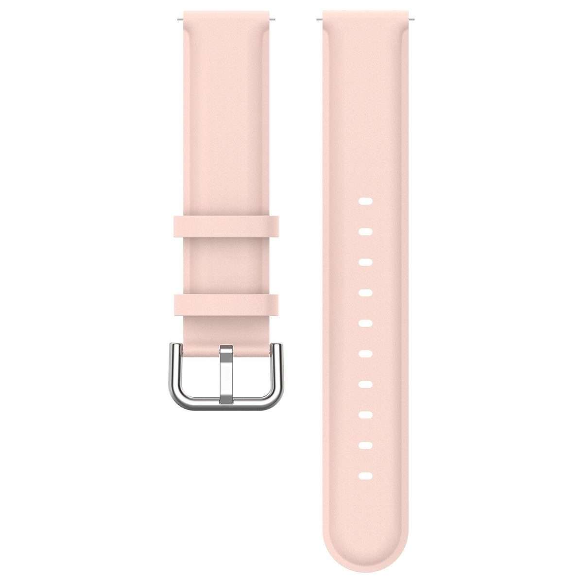 20mm Round Tail Genuine Leather Watch Band(Pink)