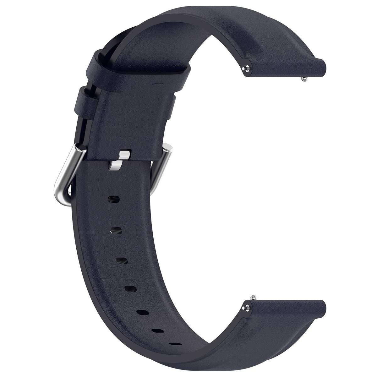 20mm Round Tail Genuine Leather Watch Band(Navy Blue)